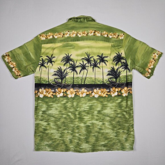 Vintage Winnie Fashion Aloha‎ Shirt Palm Print Short Sleeve Hawaiian Top Large - Picture 4 of 13
